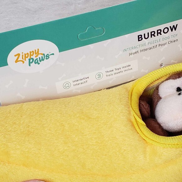 3 Dog Toys - KONG COZIE Plush Rabbit & Lion + ZIPPY PAWS Monkey & Banana Burrow - Picture 12 of 16